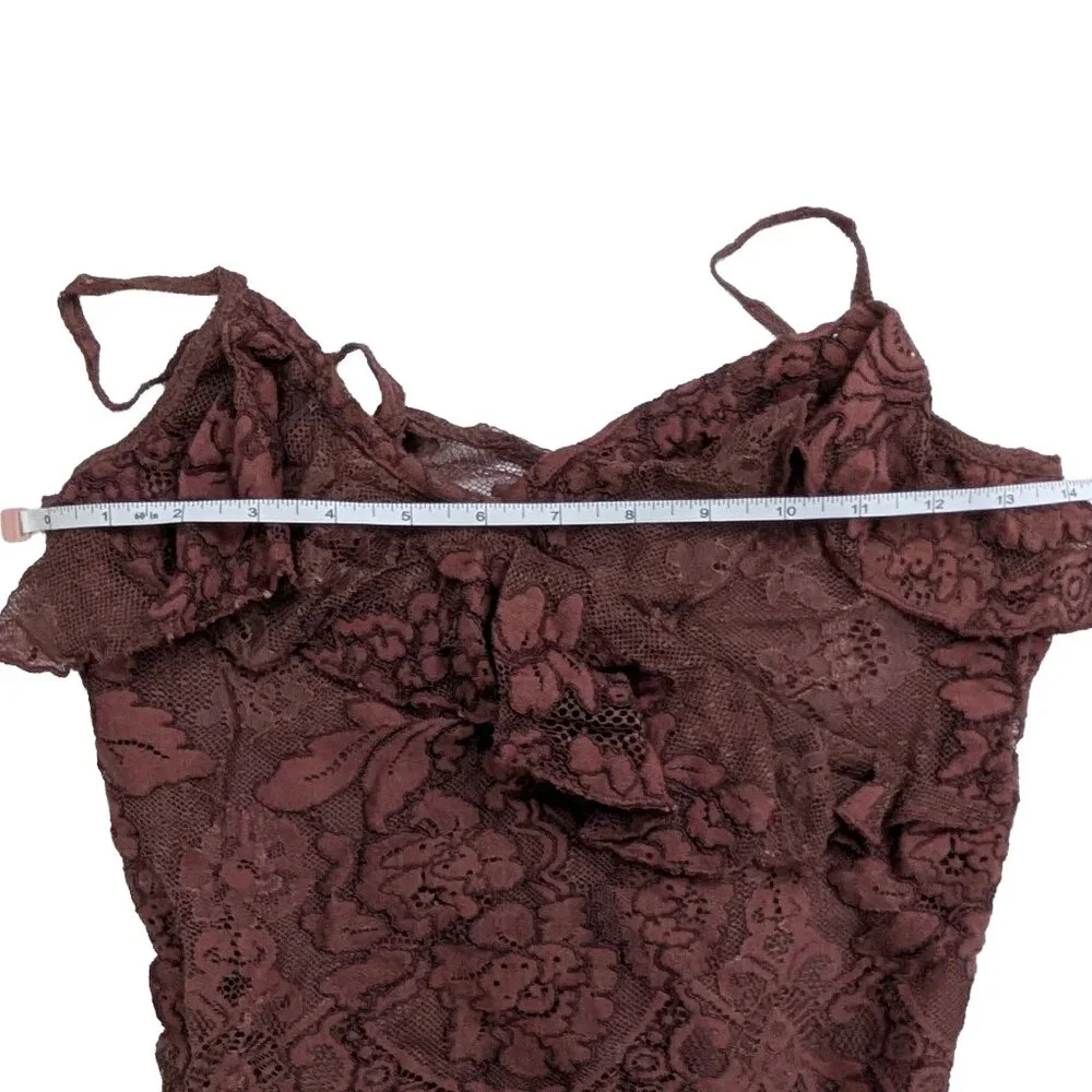 American Eagle Burgundy Rust XXS AE Ruffled Lace Cami Tank Top - Picture 7 of 9